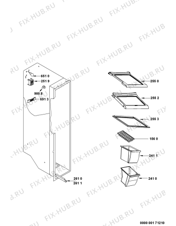 Взрыв-схема холодильника Whirlpool 20RU-D1J A+ 601 - Схема узла