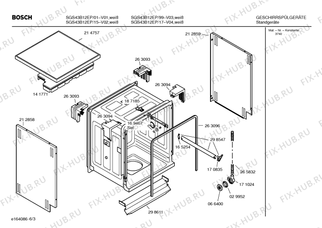 Взрыв-схема посудомоечной машины Bosch SGS43B12EP - Схема узла 03