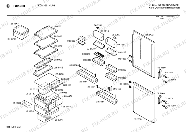 Взрыв-схема холодильника Bosch KGV3661NL - Схема узла 02