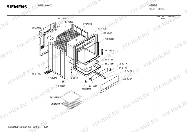 Взрыв-схема плиты (духовки) Siemens HN322400 - Схема узла 02