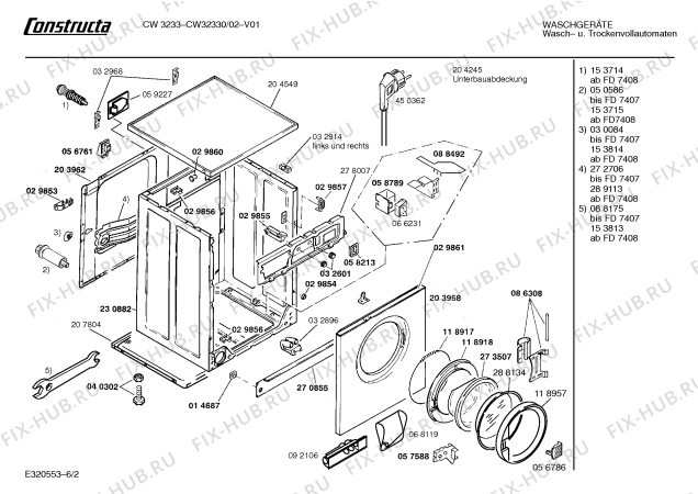 Схема №3 CW32330 CW3233 с изображением Панель для стиралки Bosch 00287223