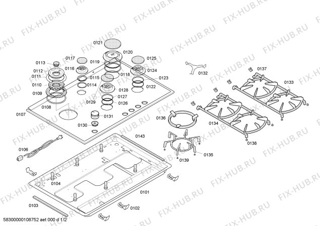 Схема №1 PGV975K01N Bosch с изображением Рассекатель горелки для плиты (духовки) Siemens 00428817