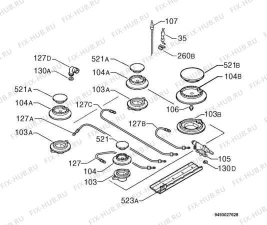 Взрыв-схема плиты (духовки) Electrolux CT64/1 - Схема узла Functional parts 267