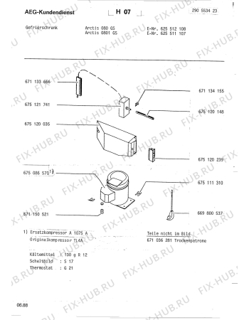 Взрыв-схема холодильника Aeg ARC080GS - Схема узла Freezer cooling system