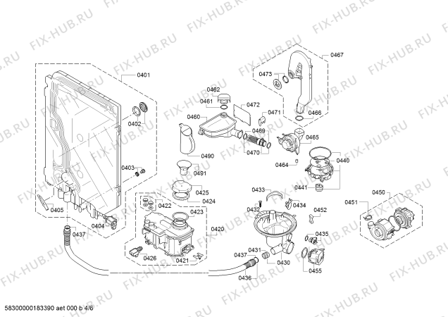 Взрыв-схема посудомоечной машины Bosch SMV69P10EU Platin Edition - Схема узла 04