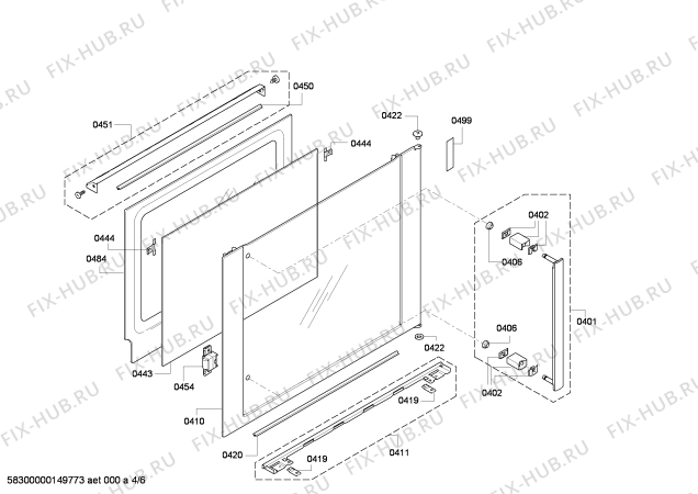 Взрыв-схема плиты (духовки) Bosch HBR77S651E - Схема узла 04