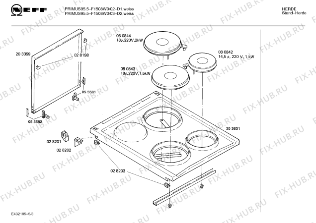 Схема №3 F1508W1 PRIMUS 95.5 с изображением Панель для электропечи Bosch 00282801