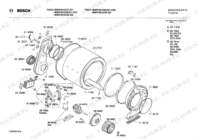 Схема №2 0728144157 T4812 с изображением Переключатель для сушильной машины Bosch 00056881