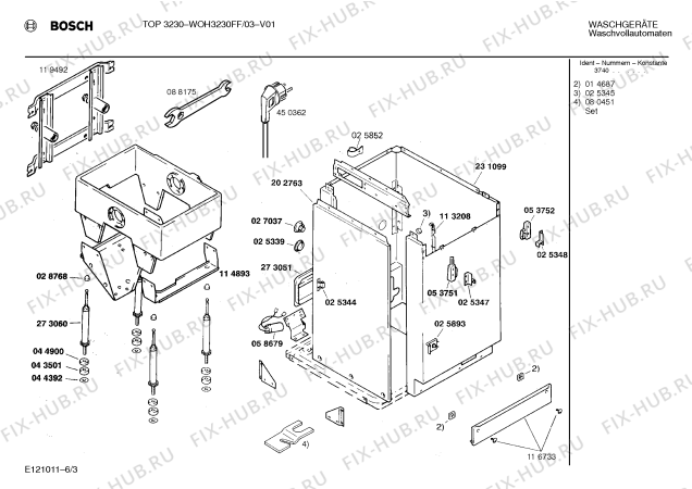 Взрыв-схема стиральной машины Bosch WOH3230FF, TOP3230 - Схема узла 03