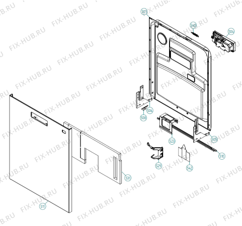 Взрыв-схема посудомоечной машины Asko D5904 EU   -White (340324, DW90.C) - Схема узла 05