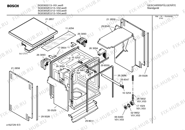 Схема №4 SGS3032EU с изображением Инструкция по эксплуатации для электропосудомоечной машины Bosch 00521630