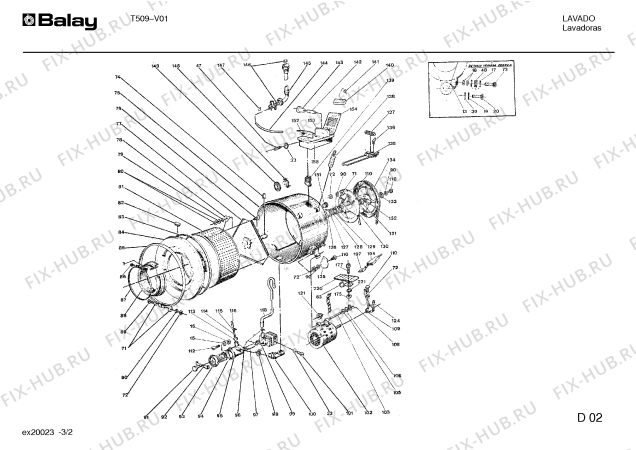 Взрыв-схема стиральной машины Balay T509 - Схема узла 02