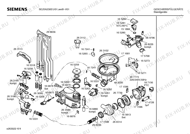 Взрыв-схема посудомоечной машины Siemens SE25A230EU - Схема узла 04