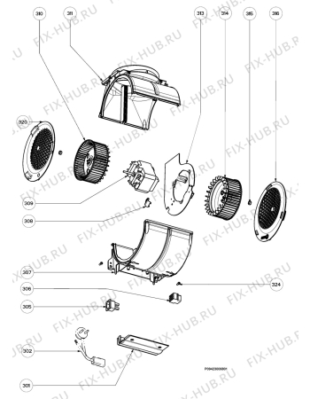 Взрыв-схема вытяжки Electrolux EFC70001X - Схема узла Section 3