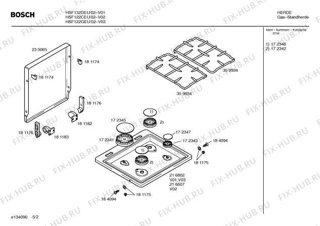 Схема №3 HSF122GEU с изображением Шарнирная пластина для плиты (духовки) Bosch 00181183