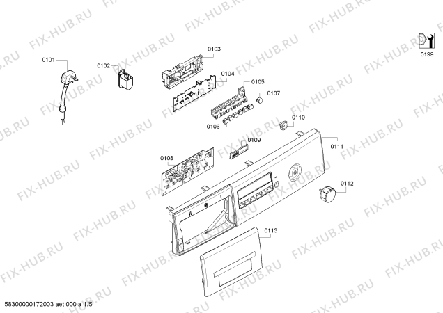 Схема №3 WAB16261IN Serie 2 с изображением Панель управления для стиралки Bosch 11006350