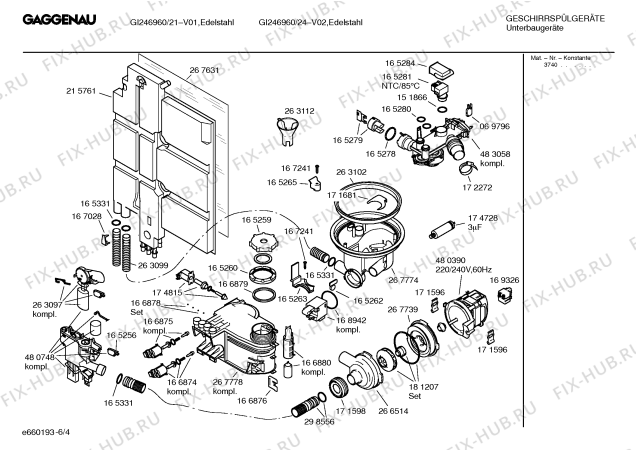 Схема №2 GI246960 с изображением Инструкция по эксплуатации Gaggenau для посудомоечной машины Bosch 00500259