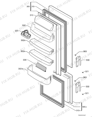 Взрыв-схема холодильника Arthurmartinelux ARB8120 - Схема узла Door 003