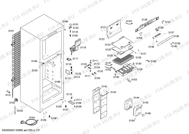 Схема №3 BD4354ANFH с изображением Дверь морозильной камеры для холодильника Bosch 00479626