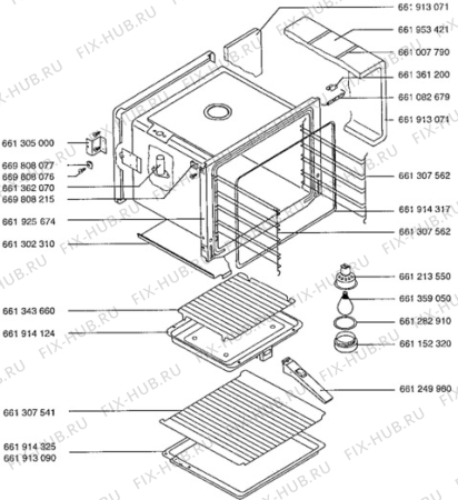Взрыв-схема плиты (духовки) Aeg 51581B-W - Схема узла Oven body