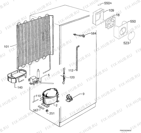 Взрыв-схема холодильника Electrolux ERN29790 - Схема узла Cooling system 017