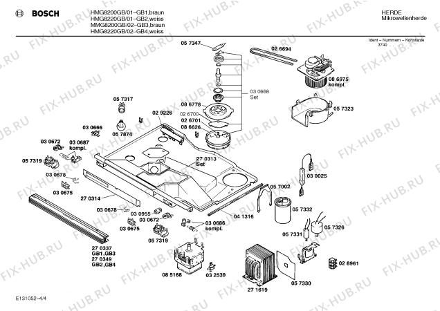 Взрыв-схема микроволновой печи Bosch HMG8200GB - Схема узла 04