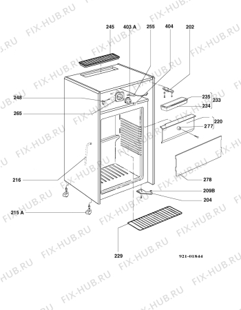 Взрыв-схема холодильника Electrolux RH226H - Схема узла Housing 001