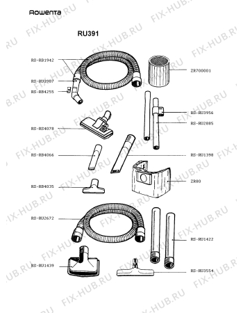 Взрыв-схема пылесоса Rowenta RU391 - Схема узла RU391FR_.__2