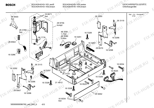 Взрыв-схема посудомоечной машины Bosch SGU43A42 - Схема узла 05