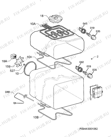 Взрыв-схема плиты (духовки) Electrolux EKC607601X - Схема узла Electrical equipment