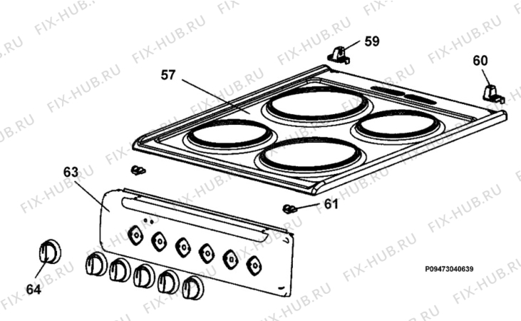 Взрыв-схема плиты (духовки) Zanussi ZCE560NW1 - Схема узла Section 4