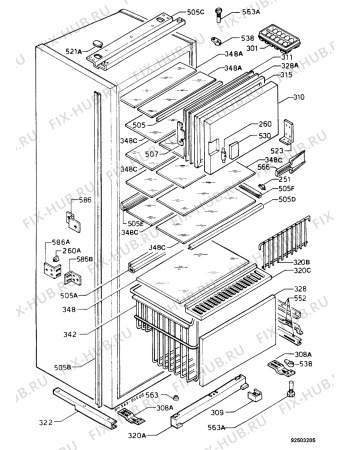 Взрыв-схема холодильника Alno AKE6130IW - Схема узла Refrigerator housing