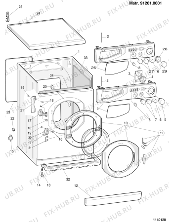 Схема №1 AB63AG (F023891) с изображением Декоративная панель для стиральной машины Indesit C00076257