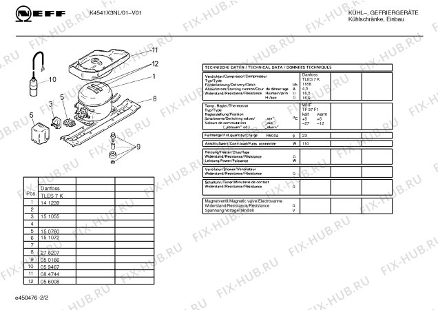 Взрыв-схема холодильника Neff K4541X3NL - Схема узла 02