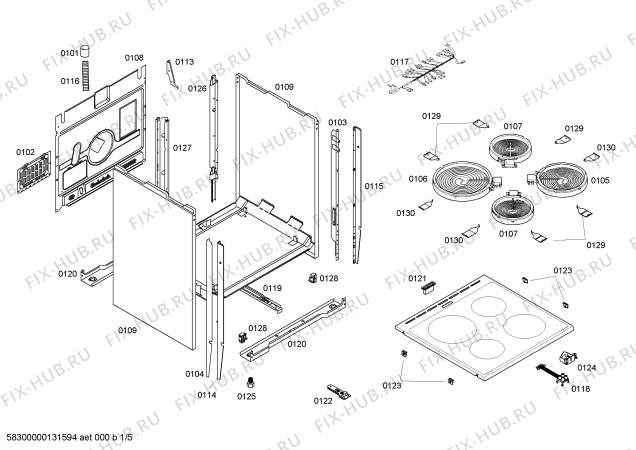 Схема №3 HLN122250E с изображением Панель управления для плиты (духовки) Bosch 00669705
