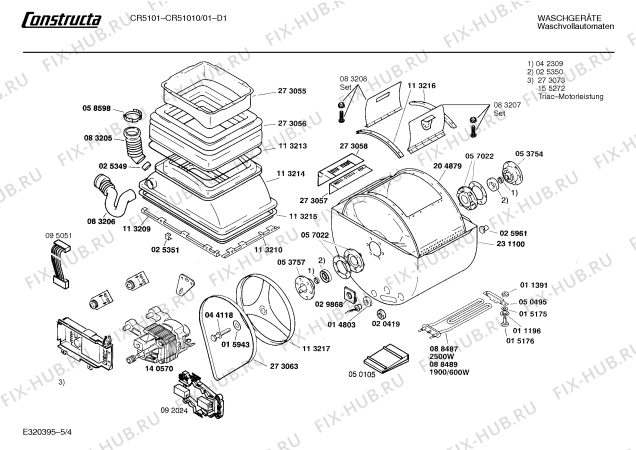 Схема №3 CR51010 CR 5101 с изображением Панель для стиралки Bosch 00273290