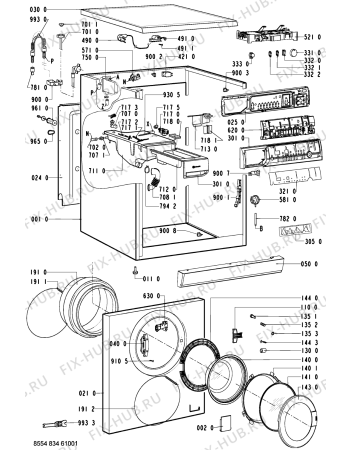 Схема №1 WAE 8990 с изображением Обшивка для стиральной машины Whirlpool 481245215941