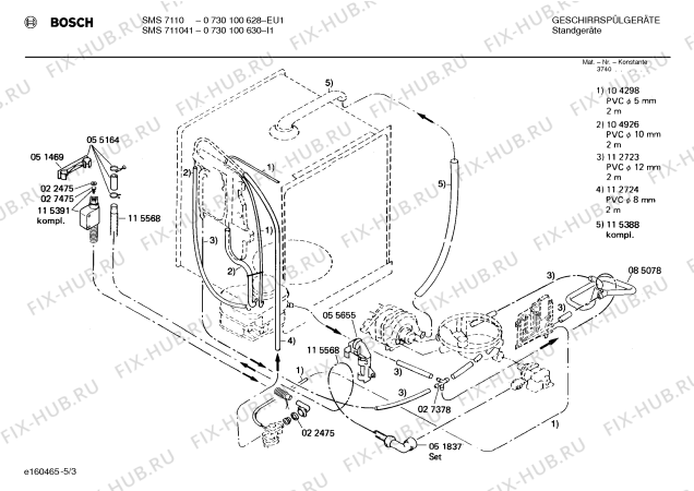 Схема №4 0730100628 SMS7110 с изображением Панель для электропосудомоечной машины Bosch 00116537