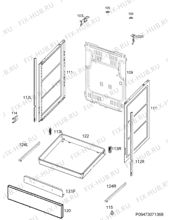 Взрыв-схема плиты (духовки) Electrolux EKK54506OW - Схема узла Housing 001