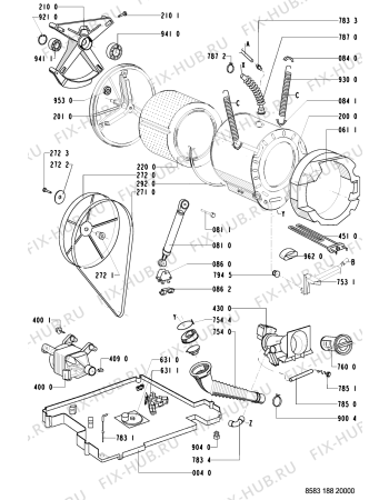 Схема №1 WA8588WB (F092551) с изображением Инструкция по обслуживанию для стиралки Indesit C00371608
