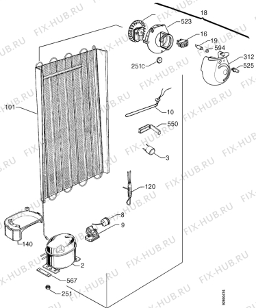 Взрыв-схема холодильника Zanussi ZD24/7LR - Схема узла Cooling system 017