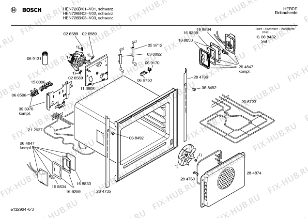 Схема №3 HEN722B с изображением Изоляция для плиты (духовки) Bosch 00263968