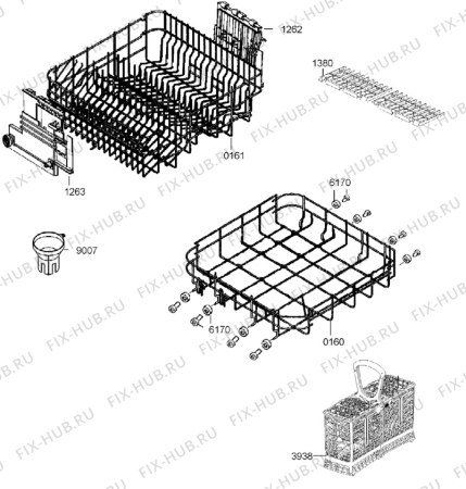 Взрыв-схема посудомоечной машины Aeg Electrolux F89078VIS - Схема узла Basket 160