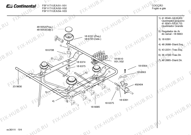 Взрыв-схема плиты (духовки) Continental FSF11T1UEA - Схема узла 04