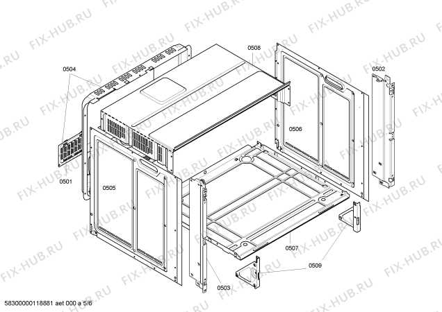 Схема №5 HBN33R551 с изображением Крепежный набор для духового шкафа Siemens 00493672