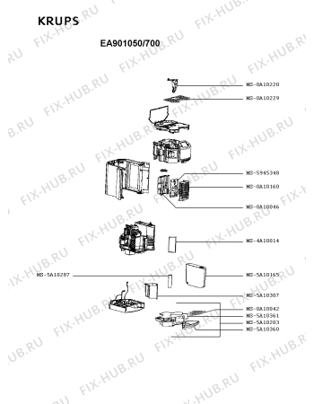 Схема №3 EA901050/70A с изображением Плата управления для электрокофемашины Krups MS-5884010