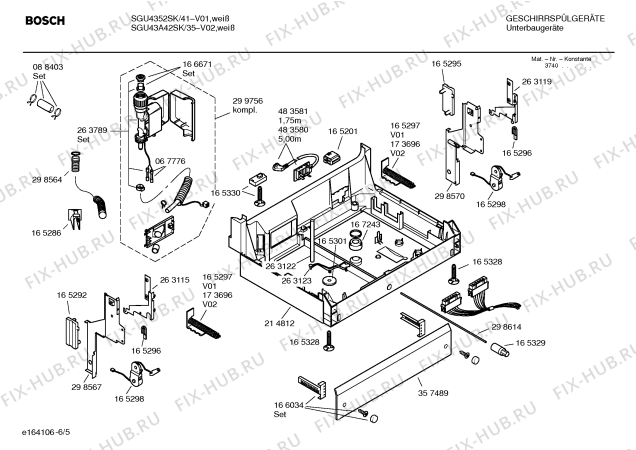 Взрыв-схема посудомоечной машины Bosch SGU43A42SK - Схема узла 05