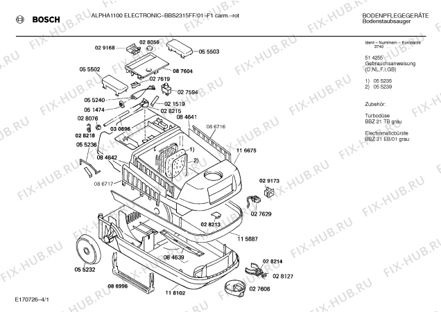 Схема №2 VS7200956 ALPHA 220 с изображением Шланг для электропылесоса Siemens 00116293