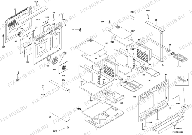 Взрыв-схема плиты (духовки) Zanussi ZCM1031X - Схема узла Section 2