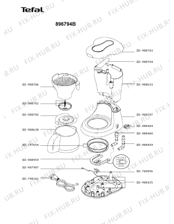 Схема №1 896770 с изображением Трубка для электрокофеварки Tefal SS-988460
